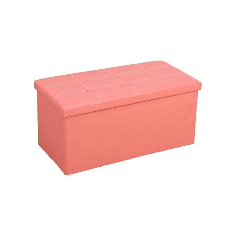 Custom Rectangular Folding PU Leather Storage Ottoman